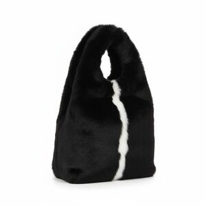 Kendall + Kylie Black and White Faux Fur Tote Bag NWT